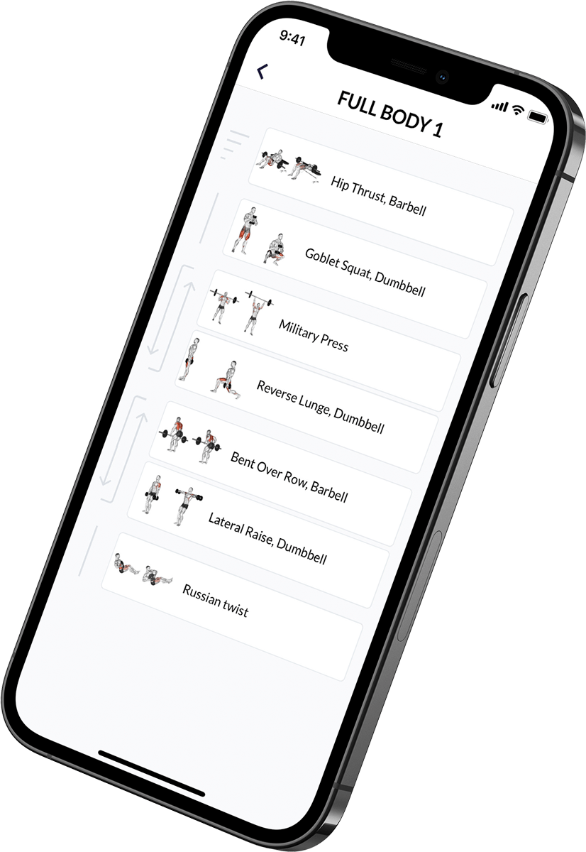 Image of iPhone showing a structured workout plan.